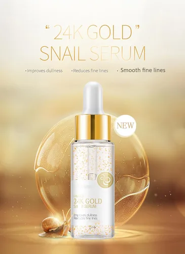 Vista 2 de Sueros faciales de caracol de oro de 24 quilates para mujeres, filtrado de secreción de caracol, suero de ácido hialurónico facial, esencia