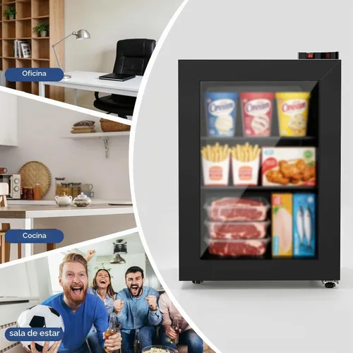 Vista 6 de COWSAR Mini congelador vertical, 2.2 pies cúbicos de pantalla compacta con puerta de cristal, 7 ajustes de temperatura ajustables (-1 a -14℉)