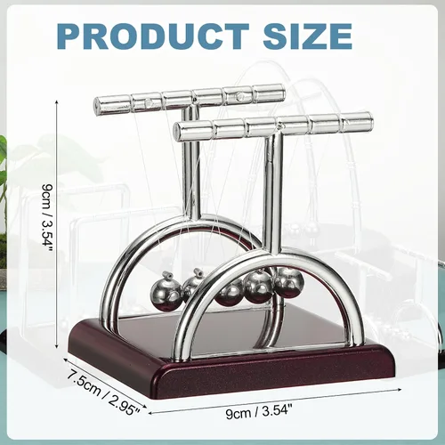 Vista 2 de PATIKIL Newtons Cradle Pendulum 5 bolas de equilibrio de Newton's Cradle, juguetes de escritorio, bola de gravedad, divertida para juguetes