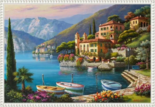 Vista 8 de Amanti Art Lienzo enmarcado para pared, 16 x 23 pulgadas, Villa Bella Vista de Sung Kim, lienzo enmarcado para pared, obras de arte de paisajes