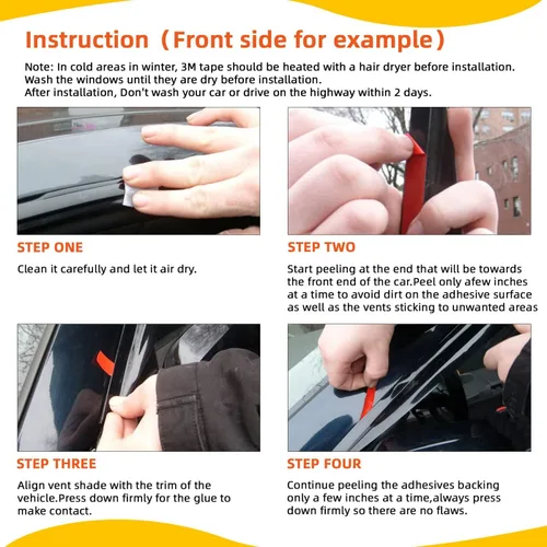 Vista 5 de 4 piezas de viseras de ventana con protector de lluvia y tintado ahumado compatible con 2010-2017 Terrain, deflector de ventilación adhesivo