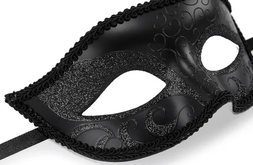Vista 3 de TRIFUNESS Máscara de mascarada para hombre, máscara griega romana veneciana para Mardi Gras, fiesta de graduación de Halloween