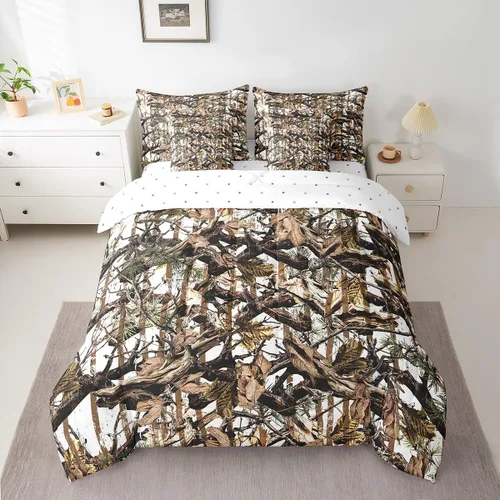 Vista 45 de Feelyou Juego de edredón botancial de camuflaje con bandera estadounidense Negro Marrón Oscuro