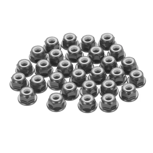 Vista 38 de MECCANIXITY 30 piezas de tuercas de bloqueo de aleación de aluminio M3 con paso de 0.5 mm, tuercas hexagonales con brida de nylon con rosca serrada