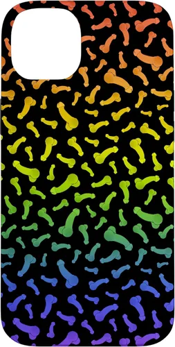 Vista 15 de Funda negra con diseño de pene o polla arcoíris para iPhone 17