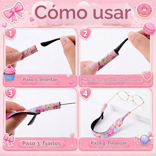 Vista 4 de Correa ajustable para lentes de sol para niños, 6 unidades, para niños y niñas