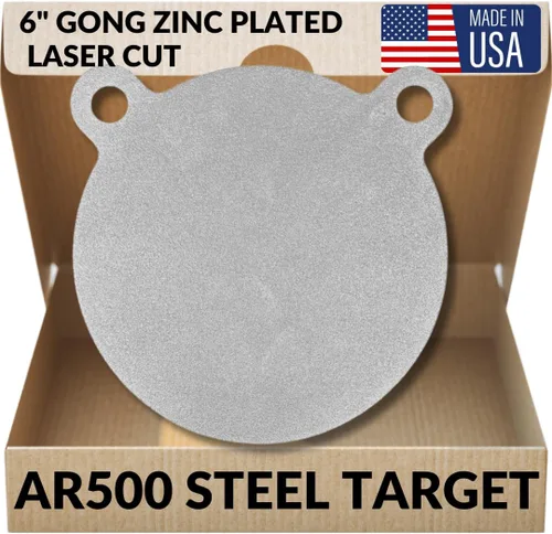 Vista 13 de Ar500 Steel Targets Rifles – 4000 fpe – 1/2 pulgada Ar 500 Steel Gong Target – Corte láser certificado acero chapado en zinc – Ar 500 objetivo