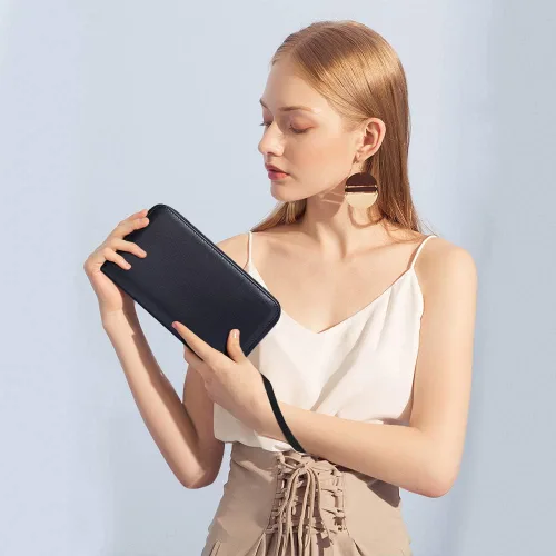 Vista 7 de OIDERY Cartera para tarjetas de crédito de gran capacidad para mujer, bloqueo RFID con correa extraíble