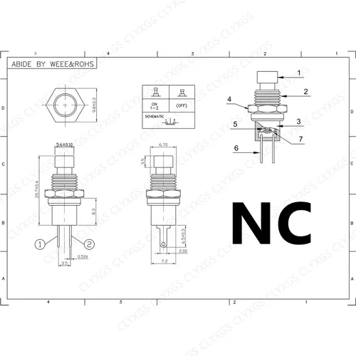 Vista 4 de Clyxgs Interruptor de botón momentáneo, SPST Interruptor NC cerrado normal de 2 pines Mini Micro 1A 250V AC Negro+Tapa Roja 30 PCS