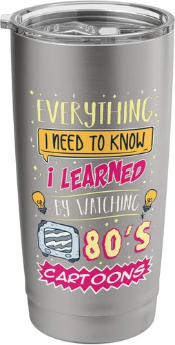 Vista 8 de Retro Cartoons - Vaso aislado de acero inoxidable con diseño nostálgico de los años 90 y 80