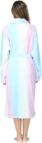Vista 2 de RONGTAI Bata de baño para mujer, de felpa, cálida, larga, de forro polar, ropa de dormir