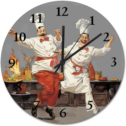 Vista 12 de ArogGeld Chef - Reloj de pared de cocina de madera, 10 silencioso, sin tictac, de cuarzo, funciona con pilas, para sala de estar, dormitorio