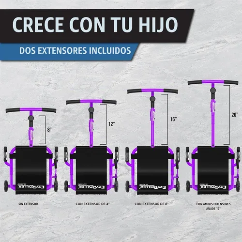 Vista 3 de EzyRoller Juguete clásico con ruedas LED para niños, de 3 a 12 años, hasta 154 libras, color morado Púrpura