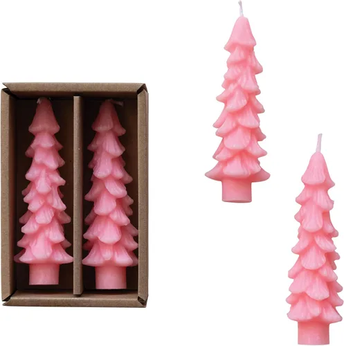 Vista 27 de Creative Co-Op Velas cónicas en forma de árbol sin perfume, ponche de huevo, juego de 2 en caja, 5 pulgadas Eggnog