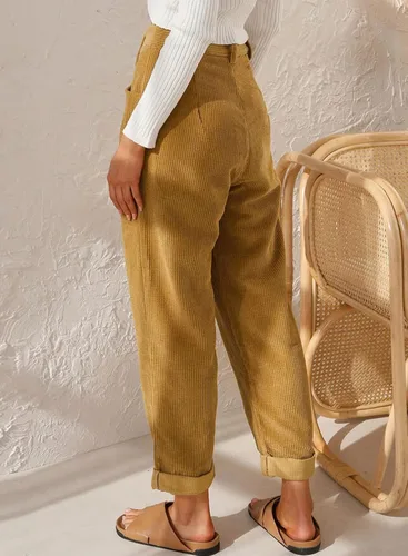 Vista 4 de Acelitt Womens High Waisted Straight Leg Corduroy Pants with Pockets, XS-2XL