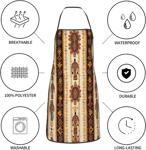 Vista 8 de Curtain decorations Chef Apron for Men and Women - Waterproof Kitchen Chef Apron with Pockets, Perfect for Cooking, Salon & More