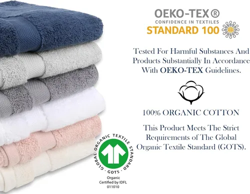 Vista 6 de Toalla de baño de felpa de algodón orgánico de lujo Certificado GOTS y OEKO-TEX Toallas de calidad hotelera premium Tecnología Feather Touch