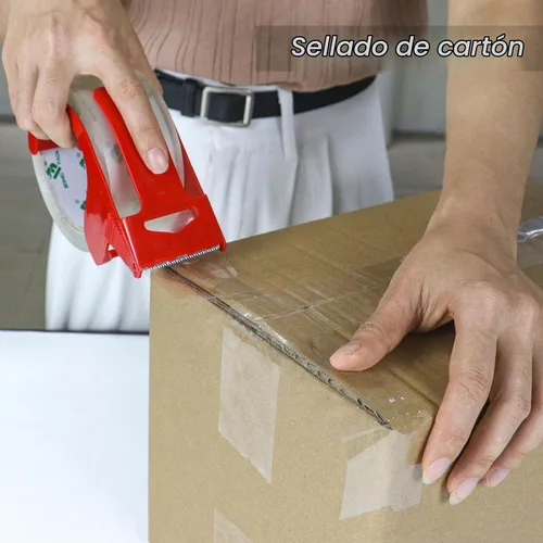 Vista 4 de BOMEI PACK 12 rollos de cinta de embalaje transparente con dispensador gratis, cinta de repuesto resistente para envío y embalaje, 2.4 mil 1.88