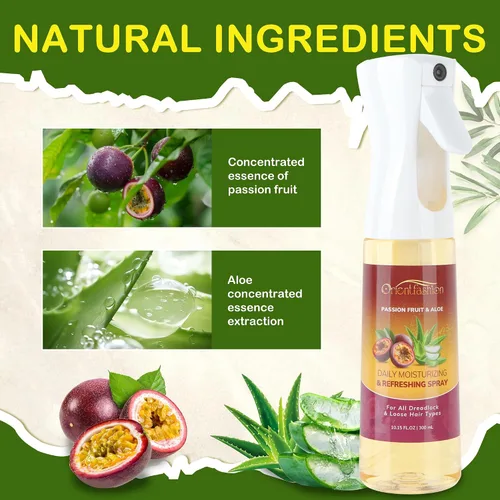 Vista 2 de Orientfashion Spray refrescante hidratante para Locs- humectante para el cuero cabelludo del cabello de maracuyá, cuidado y mantenimiento natural