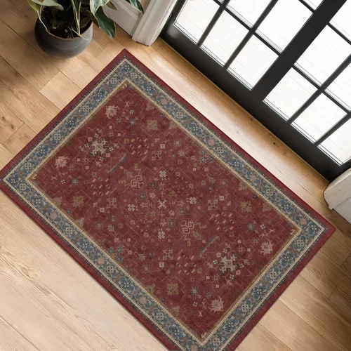 Vista 202 de Hazo Haus – Alfombra pequeña para entrada, cocina o baño, antideslizante con base de goma, resistente a las manchas y a la decoloración, diseño