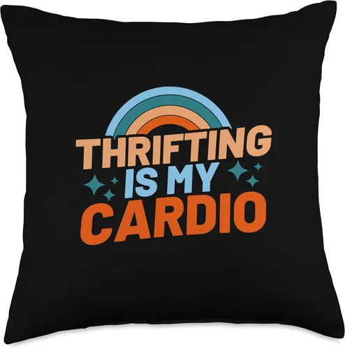 Vista 5 de Thrift Store Fan Gift Idea Cardio Treasure Thrifting Lover - Almohada de 16 x 16 pulgadas, multicolor