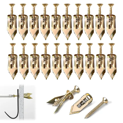 Vista 8 de SOPAMI Kit de 100 piezas de anclajes autoperforantes para paneles de yeso con tornillos, 50 piezas de anclajes para chapa (0.47X1.18 pulgadas) y 50