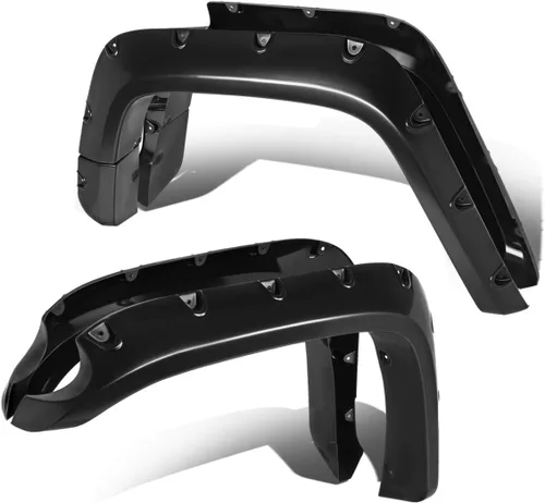 Vista 8 de DNA Motoring WF-81013-MBK - 4 guardabarros de rueda con diseño remachado de bolsillo, color negro Negro mate