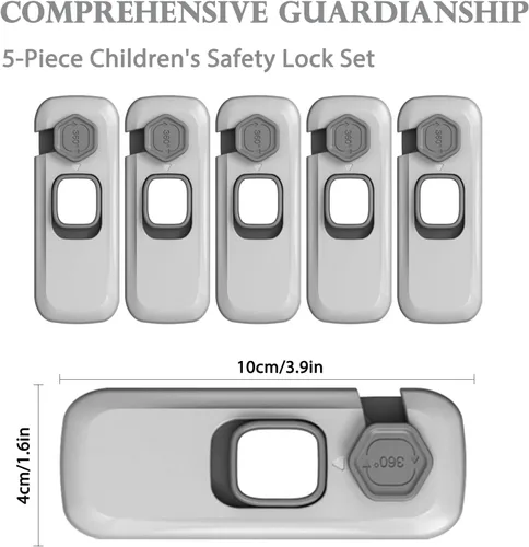 Vista 7 de Paquete de 5 cerraduras para refrigerador a prueba de niños, cerraduras de gabinete a prueba de bebés, cerradura para horno, seguridad infantil