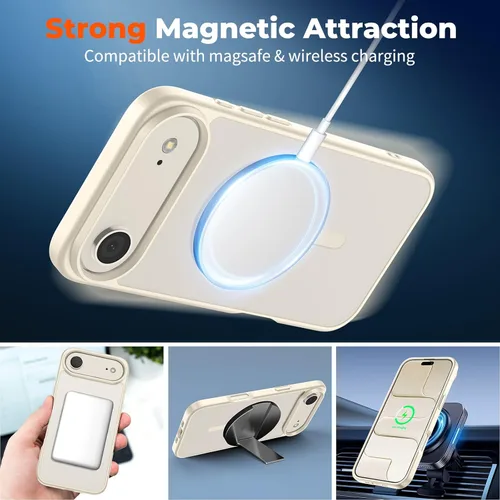 Vista 3 de zapica Funda magnética para iPhone Air, con protector de pantalla de vidrio templado, compatible con MagSafe, translúcida mate, a prueba de golpes