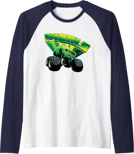 Vista 6 de Blaze and the Monster Machines Camiseta de béisbol raglán Pickle Badge, Negro, S