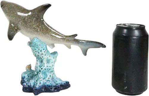 Vista 7 de Ebros Gift Náutica Marina Vida Silvestre Gran Tiburón Blanco Natación Sobre el Mar Estatua de Arrecife de Coral Coastal Ocean Wildlife Fish Figura