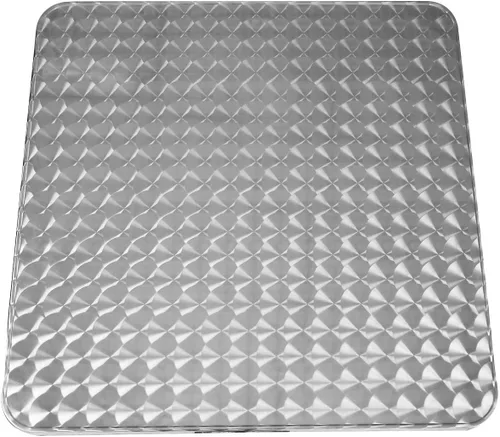 Vista 6 de BTEXPERT Mesa cuadrada de restaurante para interiores y exteriores, 23.75 pulgadas, muebles de aluminio plateado de acero inoxidable con base