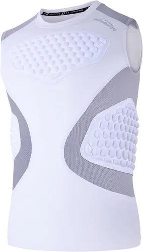 Vista 9 de COOLOMG - Camiseta de compresión acolchada para hombre, protector de pecho y costillas para béisbol y fútbol, protector de corazón y esternón