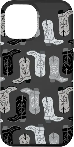 Vista 26 de Cowboy Boot Illustration Preppy Western in Black and White Case for iPhone 17