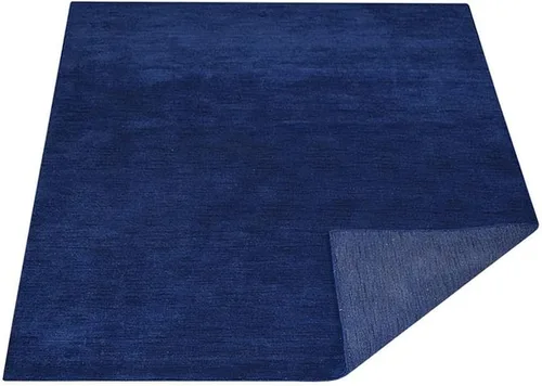 Vista 4 de Alfombras de área de lana anudadas a mano en telar, ecológicas - 10'x10', cuadradas, color aguamarina, diseño liso sólido, alfombras de área gruesas