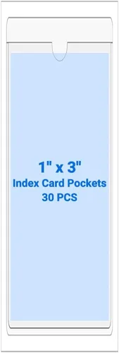 Vista 115 de 30 PCS Clear Self Adhesive Plastic Label Pockets, Top Loading Business & Library Index Card Holders, Peel and Stick Sleeves for Storage Bins, Totes