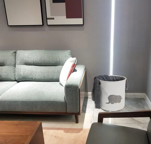 Vista 6 de Cestas de almacenamiento, cesta redonda plegable de algodón para el hogar, para guardería, juguetes, lavandería, ropa de bebé, cestas de regalo