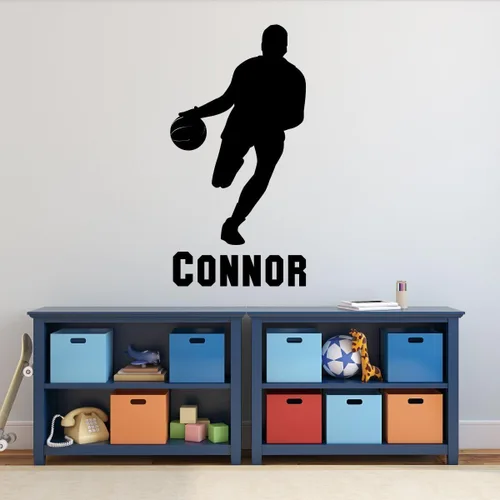 Vista 6 de Basketball Player Vinyl Wall Decal With Custom Personalized Name Boys Room Decoration