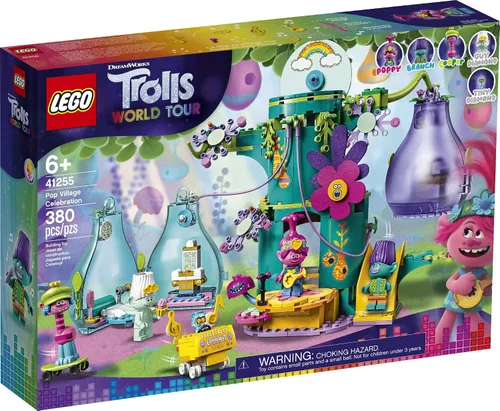 Vista 4 de LEGO Trolls World Tour Pop Village Celebration 41255 Trolls Tree House Kit de construcción para niños (380 piezas)
