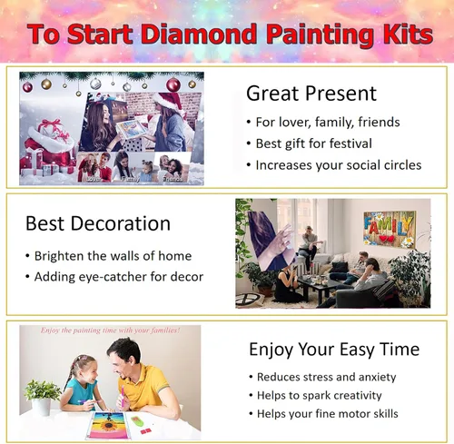 Vista 7 de JATOK Kits de pintura abstracta de diamantes 5D para adultos, pintura de ondas de paisaje con diamantes, cuadros bordados redondos completos, kits