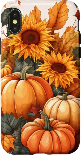 Vista 5 de iPhone 16 Nice Art Of Fall Pumpkins, Sunflowers, And Autumn Leaves Case