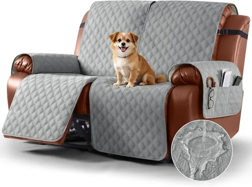 Vista 27 de Ruaozz Funda impermeable para sofá reclinable, lavable, funda antideslizante de 1 pieza, protector de muebles con correas elásticas, bolsillo