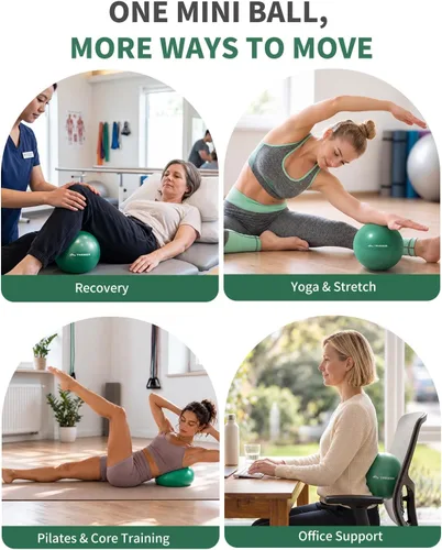 Vista 6 de Trideer Pelota de ejercicio para rehabilitación con guía, pelota de pilates Verde (con paja de inflado)