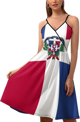 Vista 6 de Vestido de mujer con bandera dominicana para mujer, top de verano, talla S