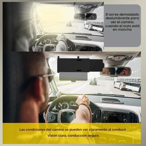Vista 5 de Extensión de Visera Solar Polarizada para Automóvil con Lente de PC y Parasol Lateral, Visera Antirreflejo para Parabrisas - Universal para la Negro