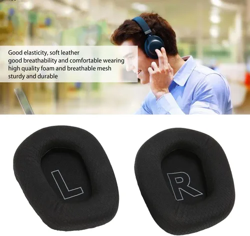 Vista 2 de 2 almohadillas para los oídos, transpirables y cómodas, almohadillas de espuma viscoelástica para auriculares Logitech G733 de bajo ruido (negro)