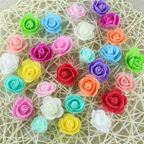 Vista 6 de 100 cabezas de rosas artificiales de 1.2 pulgadas, de aspecto real, para ramos de boda, centros de mesa, fiestas, baby shower, decoración del hogar