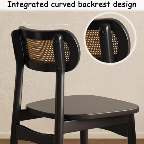 Vista 5 de YVYKFZD Juego de sillas de comedor de madera maciza, sillas de cocina sin brazos, silla de comedor con respaldo de ratán, cómoda silla lateral