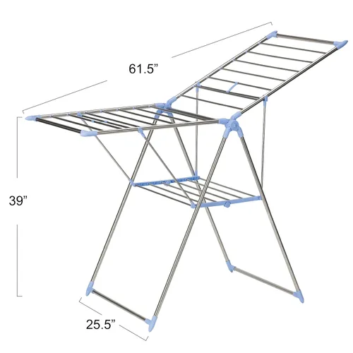 Vista 2 de Household Essentials Estante de secado de ropa de metal plegable ajustable Gullwing, gris