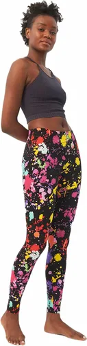 Vista 3 de sissycos - Leggings elásticos y suaves para mujer, con estampado salpicado artístico de neón y estilo de los años 80